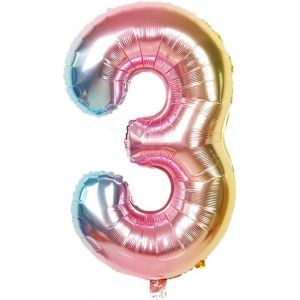 Kit de décorations de fête d'anniversaire pour enfants avec ballons à l'hélium ballons en aluminium Bannière de joyeux anniversaire et décorations de gâteaux pour garçons et filles de 3 ans - Neuf