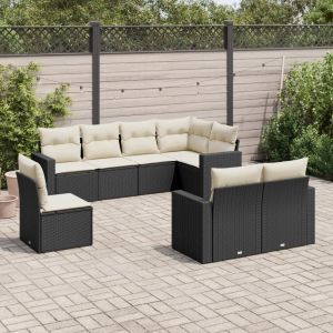 Prolenta Premium - Salon De Jardin 8 Pcs Avec Coussins Noir R&eacute;sine Tress&eacute;e - Neuf