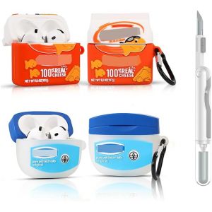 LORANKA-(Lot de 2 coques + stylo nettoyant) pour AirPods 4&egrave;me g&eacute;n&eacute;ration &Eacute;couteurs sans fil avec kit de stylo de nettoyage, design peau de dessin anim&eacute;, &eacute;tui de protection en silicone pour AirPods 4 - Neuf