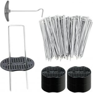 Kalanka-Lot De 50 Piquets Anti-Rouille - 150 Mm De Long + 50 Kits De Nettoyage Pour Tampons - Largeur : 40 Mm - Diamètre : 2,2 Mm - Ancrage Au Sol Stable Pour Toile Anti-Mauvaises Herbes, Toile De - Neuf
