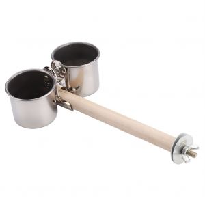 Hjlian Bol A Eau Et Nourriture Pour Oiseaux En Acier Inoxydable Avec Clip Et Support Pour Cage A Perroquet (Grand) - Neuf