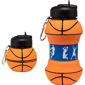 Bouteille D'eau Pliable Et Pliable Avec Buse D'aspiration - Bouteille D'eau Pliable - Forme De Basket-Ball Pour Enfants Et Adolescents - Neuf