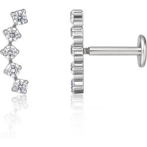 18g Titane Piercing Tragus,2pcs Piercing Labret Lèvre Bouche Avec Cz Opale,Filetage Intérieur Piercing Oreille Cartilage,Piercing Pour Nombril Langue Sourcil Septum Nez Oreille.[X1706] - Neuf