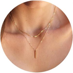 Kal-Collier Femme Or Multirang 14k Plaqué Or Femme Sautoir Colliers Long Fantaisie Boheme Cordon Collier Pour Pendentif Croix Et Rond Perle Chaine Idee Cadeau Anniversaire Bijoux Enfant Ado Fille - Neuf