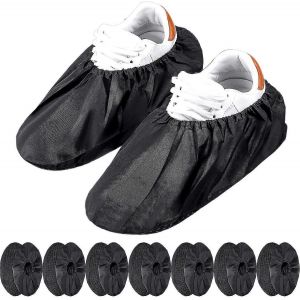 10 Paires De Couvre-Chaussures Antid&eacute;rapants R&eacute;utilisables Couvre-Bottes Imperm&eacute;ables Pour La Protection Des Tapis M&eacute;nagers Lavable En Machine (Noir) (Kui) - Neuf