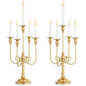 Candélabres De Mariage Candélabres De Sol Hauts - 2 Candélabres Doré 5 Bras 50cm Bougeoirs En Spirale En Métal Bougeoirs Antiques Pour Centres De Table De Noël Événements Cérémonie - Neuf