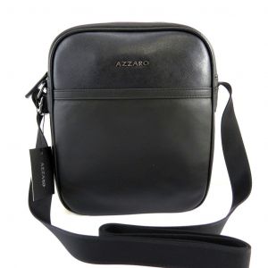 PROMOTION ! Port&eacute;-crois&eacute; cuir 'Azzaro' noir - Neuf