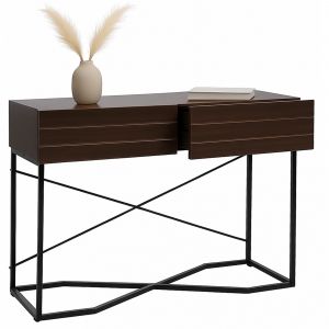 Console HWC-P47, table de t&eacute;l&eacute;phone, table d'appoint, table de rangement, tiroir, m&eacute;lamine industrielle 81 x 120 x 40 cmaspect noyer - Neuf