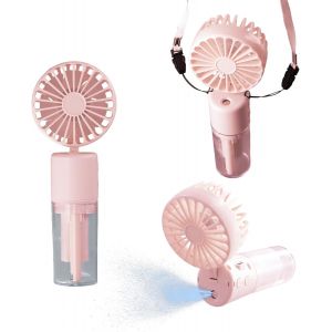 KALANKA-3 en 1 Ventilateur Portable, Ventilateur de Poche Silencieux 4 Vitesses, Ventilateur Brumisateur Rechargeable avec Lanière, Ventilateur de Table Pliable 180° Maison Bureau, Endurance 6-8h (Ro - Neuf