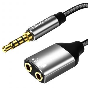 Adaptateur jack 3,5 mm vers double jack 3,5 mm femelle pour casque et microphone - Neuf