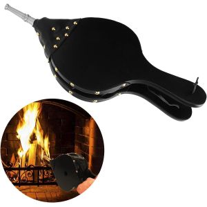 Soufflet en bois, soufflet de cheminée, soufflet manuel en bois pour barbecue de camping en plein air, ventilateur/allume-feu d'angle de cheminée, soufflet en bois (argent) - Neuf