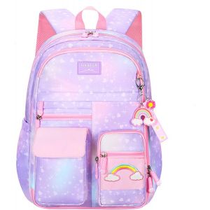 CHECARZHN--NO1-Sac À Dos Pour Filles - Assemblage Kawaii - Porte De Réfrigérateur - Sac À Dos Dégradé Arc-En-Ciel - Sac À Dos D'École Étanche Avec Pendentif Arc-En-Ciel Pour Adolescentes - Neuf