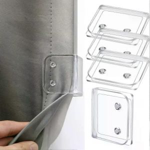 4Pcs Clips Rideau De Douche Coupe-vent Clips Rideau De Douche Auto-Adh&eacute;sif Anneaux De Rideau De Toilette Clip Holder Accessoires De Salle De Bain - Neuf