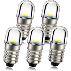 5 Pi&egrave;ces E10 Douille De Base Ampoule Led 1w 4.5v Blanc Chaud Remplacer Torche Phare Phare Mini Lampe Frontale Ampoules De Lampe De Poche, Terre N&eacute;gative - Neuf