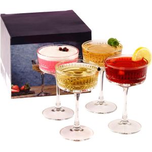 Mevronisshop-Lot De 4 Verres &Agrave; Champagne, Cocktail, Martini, Verres &Agrave; Vin, Verres &Agrave; Longue Tige (260 Ml/8.8oz) (4 Pcs) - Neuf