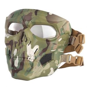 Airsoft Tactique Casque Masque Plein Visage Lunettes De Protection Pour La Conception Du Cr&acirc;ne Pour Le Paintball Chasse D'halloween - Lentille Claire, Ajustement R&eacute;glable - Neuf