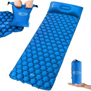 Letnerny-Tapis De Camping Auto-Gonflant, Matelas De Couchage Gonflable Ultral&eacute;ger Avec Oreiller Et Sac &Agrave; Pompe De 20 L, Matelas Gonflable Imperm&eacute;able Lit Simple Pour Randonn&eacute;e, Plage, Bleu - Neuf