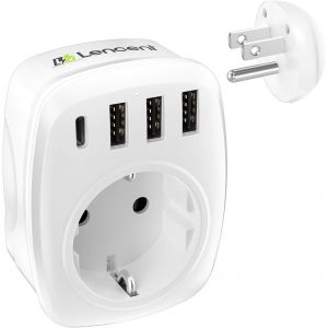 Adaptateur Pr Americaine Usa France Adaptateur De Voyage Avec 3 Usb Et 1 Type-C, Europe Franca Fr 2 Broches Vers Us 3 Broches Pour États Unis Canada Mexique Thailande Type B - Neuf