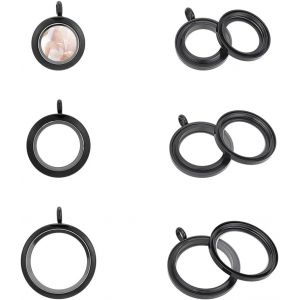 Kal-Pcs 3taille Breloques Mémoire Médaillon Pendentifs Breloques Photo En Verre Médaillons Flottants Ronds Breloques Noir Breloque Acier Cadre Photo Bouquet Pour Cadeaux Commémoratifs - Neuf