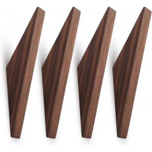 Lot De 4,Pat&egrave;res En Bois Naturel De Noyer Noir,Porte-Crochets En Bois Mural Simple - Neuf