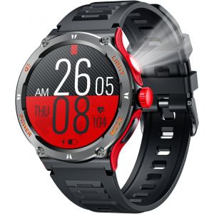 Montre Connectée Homme Smartwatch Sport: Bluetooth Appel 1.53" Hd 3atm Étanche Bracelet Connectee Avec Torche Led Boussole Moniteur De Sommeil Fréquence Cardiaque Spo2 Fitness Tracker Pour Android Ios - Neuf