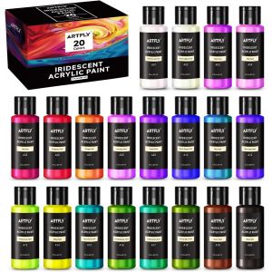 Jexnovashop-Kit De Peinture Acrylique Irisée, 20 Couleurs Caméléon En Bouteilles De 2oz/60 Ml, Peinture Acrylique À Changement De Couleur, Peinture À Changement De Couleur Parfaite Pour Les Artistes, - Neuf