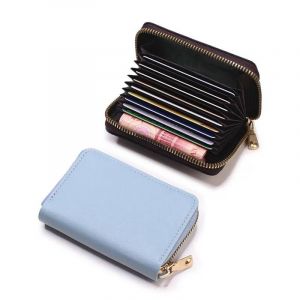 Porte-cartes de visite portefeuille femmes/hommes gris banque/ID/porte-carte de cr&eacute;dit 20 Bits porte-cartes en cuir PU prot&egrave;ge &eacute;tui porte-monnaie--11 Slots Sky blue - Neuf