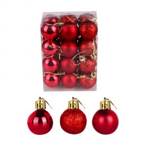 Arbre de no&euml;l Pendentif D&eacute;coration, 24Pcs 3cm de PVC de Boules Rouges dans les 24 Cases, Compatible avec la f&ecirc;te de No&euml;l de l'Affichage - Neuf