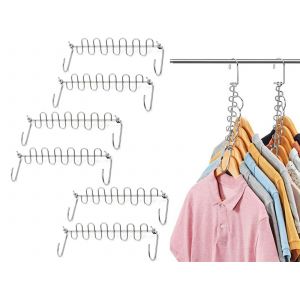 Lot de 6 cintres en acier pour v&ecirc;tements et pantalons, avec support de rangement pour placard - Neuf