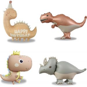 SJZG-4 Nouveau Xxl Ballons Helium Dinosaure, D&eacute;coration Anniversaire Dino Garcon, Grand Tric&eacute;ratops Et Tyrannosaure Mat, Kit Ballons Caf&eacute; Caramel Et Or Deco Fete Cadeau (Ballon Dinosaure Anniversaire - Neuf