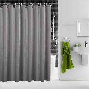 KALANKA-Rideau de Douche 180 x 180 cm, Tissu Polyester Imperm&eacute;able et Anti-Moisissure, Rideau de Baignoire, Lavable en Machine, avec Ourlet Lest&eacute; et Crochets, Grise - Neuf