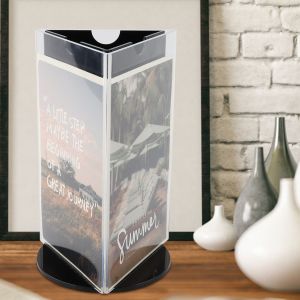 HJLIAN Cadre photo transparent rotatif elegant a 3 cotes pour affichage d'affiches, de menus et de panneaux - Neuf