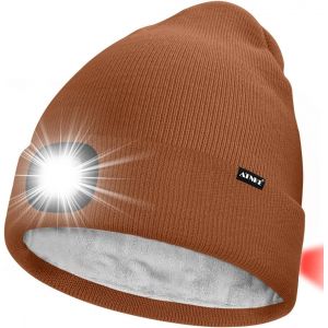 Unisexe 8 Led Bonnet Lampe Frontale,Usb Rechargeable Rouge Feu Arri&egrave;re Clignotant Chapeau De Course Lumi&egrave;re Chaud Polaire Doubl&eacute;e Tricot Bonnet Cadeaux Pour Hommes Et Femmes - Neuf