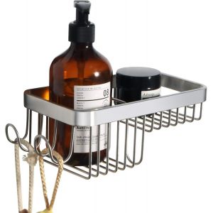 Etag&egrave;re Douche avec 2 Crochets pour Serviettes, Etag&egrave;re Salle de Bain Pratique, Accessoire Salle de Bain Antirouille, Rangement Douche Acier Inoxy pour Cuisine/Salle de Bain - Neuf