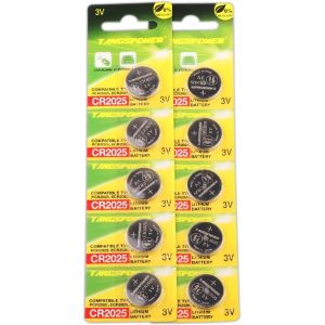 Pile CR2025 Piles 2025 Plates Lithium Piles Bouton de Type CR2025 en 3 Volts (Lot de 10 Piles Boutons CR2025) - Neuf