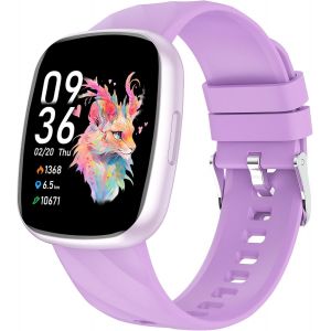 Fitness Tracker Montre Enfant Connectée Ou Non Connectée, Montre Intelligente Avec 100+ Modes De Sport, Podomètre, Moniteur De Sommeil, 1.75"" Smartwatch, Cadeau Ado Garçon Fille 5-16 Violet - Neuf