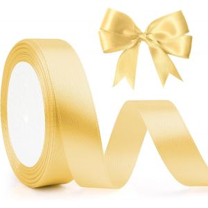 Ruban Doré Satin 20mm X 23m pour Emballage Cadeau, Tissu Personnalisé, Décorations De Pâques, Bouquet Mariée, Mariage - Couleur Or/Jaune - Neuf