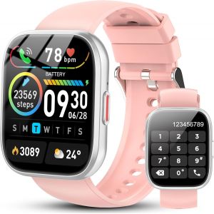 Montre Connectée Homme Femme, 1.85""Hd Smartwatch Avec Appel Bluetooth,110+Sportifs Montre Sport Avec Cardiofrequencemetre/Moniteur De Sommeil/Podometre,Etanche Ip68 Montre Intelligente,Rose Pâle - Neuf