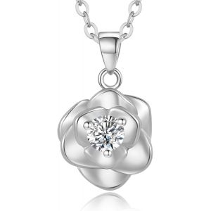 Collier Femme Argent 925 Collier Double Coeur Rose Pendentif En Zirconium Blanc Bijoux Femme Idee Cadeau Anniversaire Fete Des Meres Noel Saint Valentin Cadeau Maman Fille Amie - Neuf
