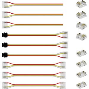 KALANKA-12MM RGB Smart IC Ruban LED COB Connecteurs, 3 Broches Borne sans Soudure, Deux Extr&eacute;mit&eacute;s Extension, M&acirc;le Fiche, sans Espace, D&eacute;nuder pour C&acirc;bler(Pas pour 8MM 10MM LED Bandes) - Neuf