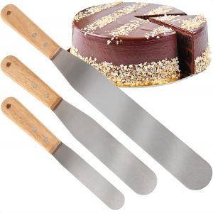 Kal- Lot De 3 Couteaux À Tartiner - Palette À Tartiner Avec Manche En Bois - Spatule En 3 Tailles - Accessoires De Pâtisserie Spatules (3 Parties - Avec Manche En Bois) - Neuf