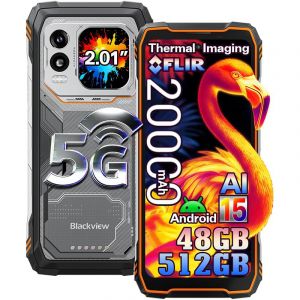 Blackview XPLORE 1 Pro 5G T&eacute;l&eacute;phone Portable Incassable 20000mAh 48Go+512Go/2To Android 15 6.78" NFC/AI/Dual SIM - Orange - Neuf