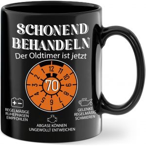 Kalanka-Tasse Cadeaux D'anniversaire 70 Ans - Tasse Traiter Délicatement Cette Voiture Classique Est 70 - Tasse À Café Drôle Cadeau D'anniversaire Pour Hommes Papa Grand-Père Pour Anniversaire, Noir - Neuf