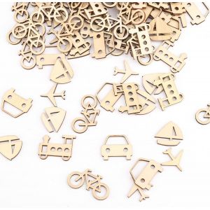 Confettis en bois pour voiture, thèmes de transport, décoration de table en bois, pour bricolage, avion, décoration de table d'anniversaire, décoration de table en bois, vélos, bateaux, train - Neuf