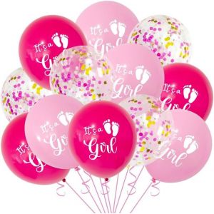 ChicSlick-Its A Girl Ballon Rose Décoratif Pour Fête Prénatale Fille Avec Ballons À Confettis, Ballons À Confettis, Décoration De Fête Prénatale Fille[X1473] - Neuf