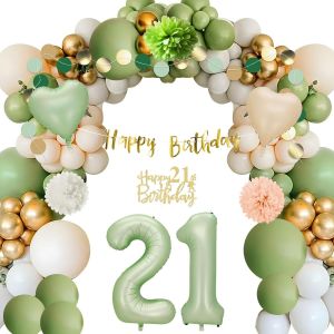AYUHR-Décorations Anniversaire 18 Ans, 18 Ans Arche Ballon Anniversaire Vert Or, 18 Ans Banderole Joyeux Anniversaire, 18 Ans Joyeux Anniversaire Decoration pour Homme Garcon Fille Femme Fête Décorat - Neuf