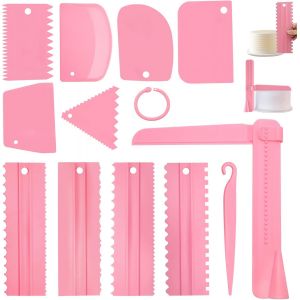 Kalanka-12 Pi&egrave;ces Lisseur Gateaus, Grattoir Gateau Patisserie R&eacute;glable, Spatule &Agrave; G&acirc;teau Et Coupe Pate En Plusieurs Tailles Pour Outils De Cuisson Diy - Neuf