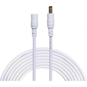 10 Mètres Rallonge Cordon d'alimentation DC 2,1mm x 5,5 mm Mâle à Femelle Connecteur pour Adaptateur Secteur, LED, CCTV Camera Power, Voiture, Moniteurs, et Plus, Blanc - Neuf