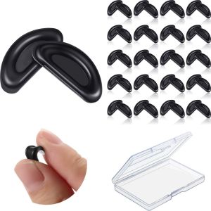 24 paires de plaquettes nasales adhésives pour lunettes, plaquettes nasales antidérapantes en silicone en forme de D, plaquettes nasales adhésives pour lunettes, 15 mm (noir) - Neuf