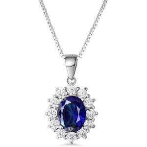 Kales-Parure De Bijoux Mariage Boucles D'oreilles Pendantes Collier En Argent 925 Avec Saphir,Bijoux Princess De Diana,Cadeau Bijoux Pour Anniversaire Fetes Des Meres Noel - Neuf